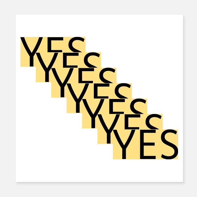 YES – Stufenstatement in Gold Poster 20 x 20 cm
