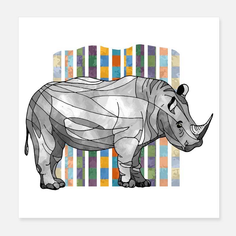 Nashorn - Poster 20x20 cm - Weiß