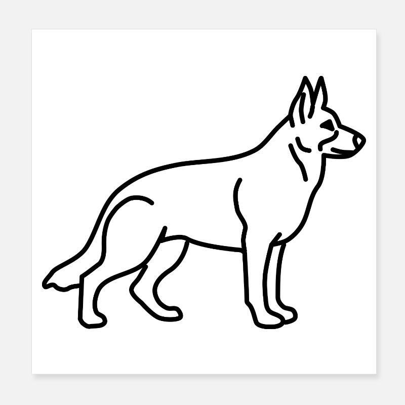 German Shepherd Contour Poster 8" x 8" (20x20 cm)