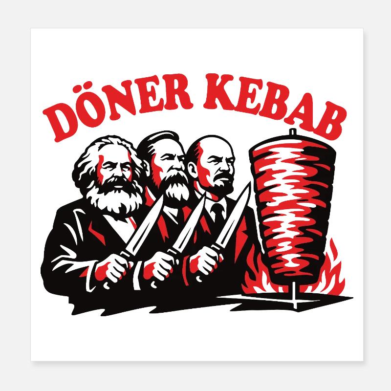 Döner Kebab - Marx, Engels, Lénine - Restauration rapide Poster 20 x 20 cm