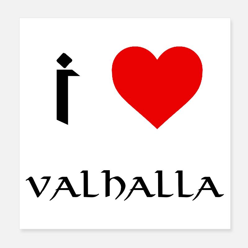 J’adore Valhalla - Poster 20 x 20 cm - blanc