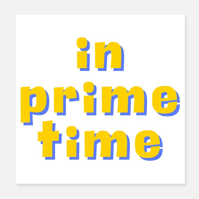 In Prime Time Retro 3D Typography Poster 8" x 8" (20x20 cm)