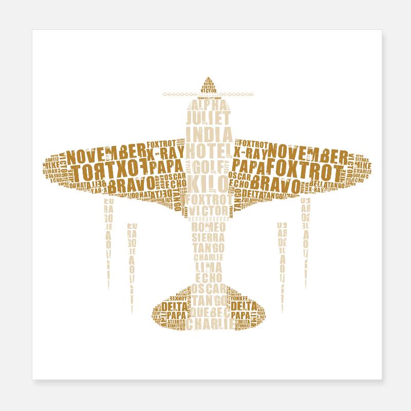 Phonetic Alphabet Pilot Aviation Shirt Poster 8" x 8" (20x20 cm)