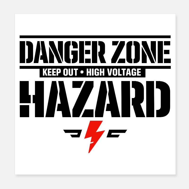Keep Out High Voltage Warning Symbol Minimal Poster 8" x 8" (20x20 cm)