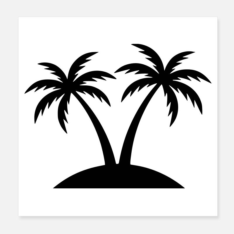 Silhouette de la plage de Palm Trees Island Poster 20 x 20 cm