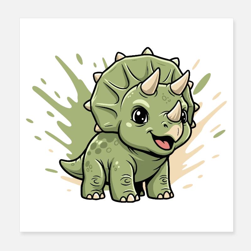 Little Dino Triceratops Poster 8" x 8" (20x20 cm)