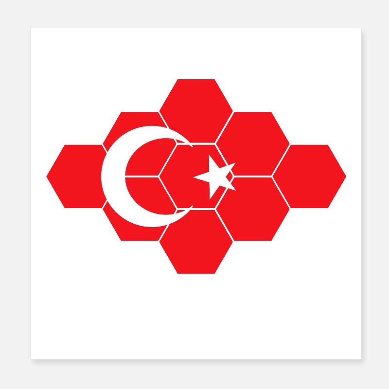 Art hexagonal du drapeau turc Poster 20 x 20 cm
