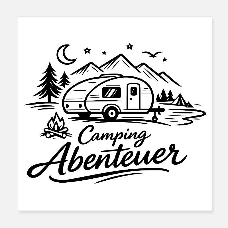 Camping Adventure Poster 8" x 8" (20x20 cm)