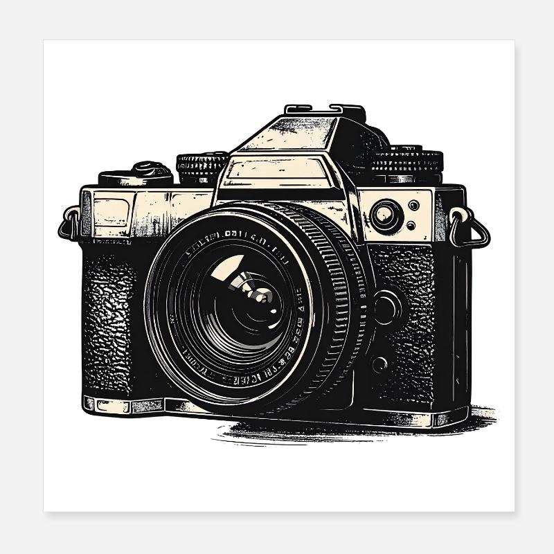 Vintage Kamera Illustration Poster 20x20 cm