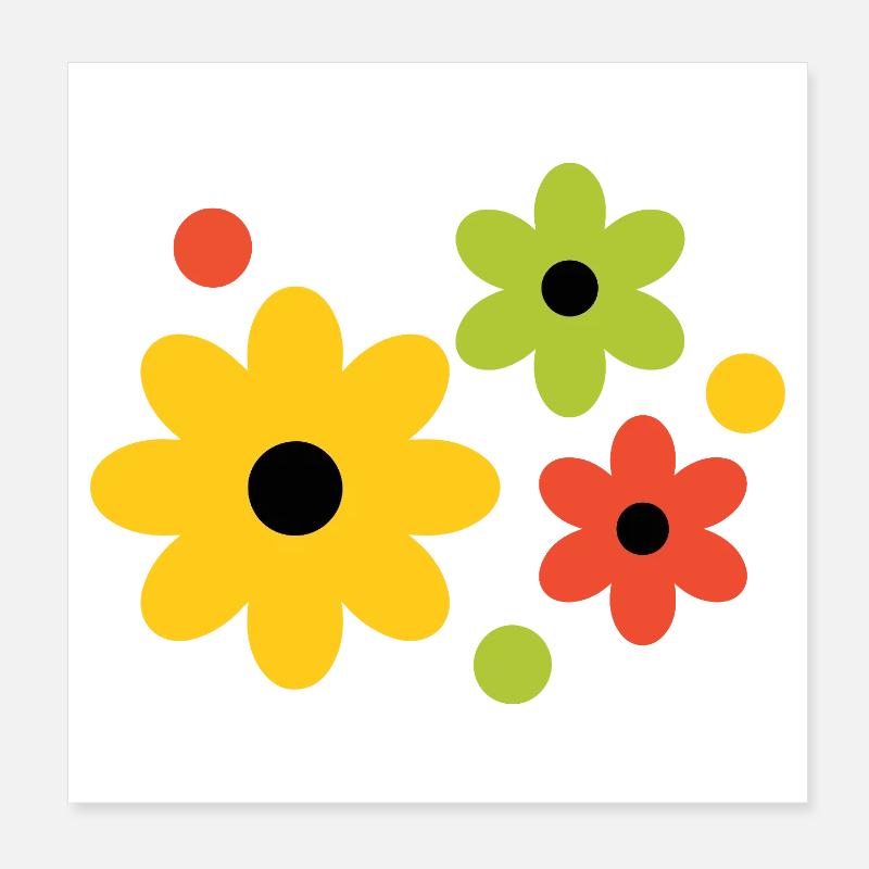 Cheerful Flower Colors Pattern - Flower Power Poster 8" x 8" (20x20 cm)