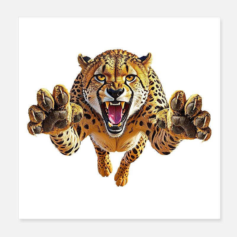 Guépard dans le saut Poster 20 x 20 cm