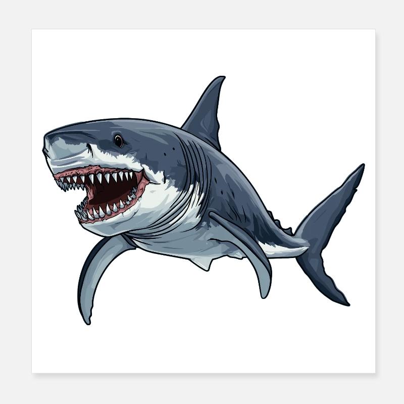 Great White Shark Great White Shark Poster 8" x 8" (20x20 cm)
