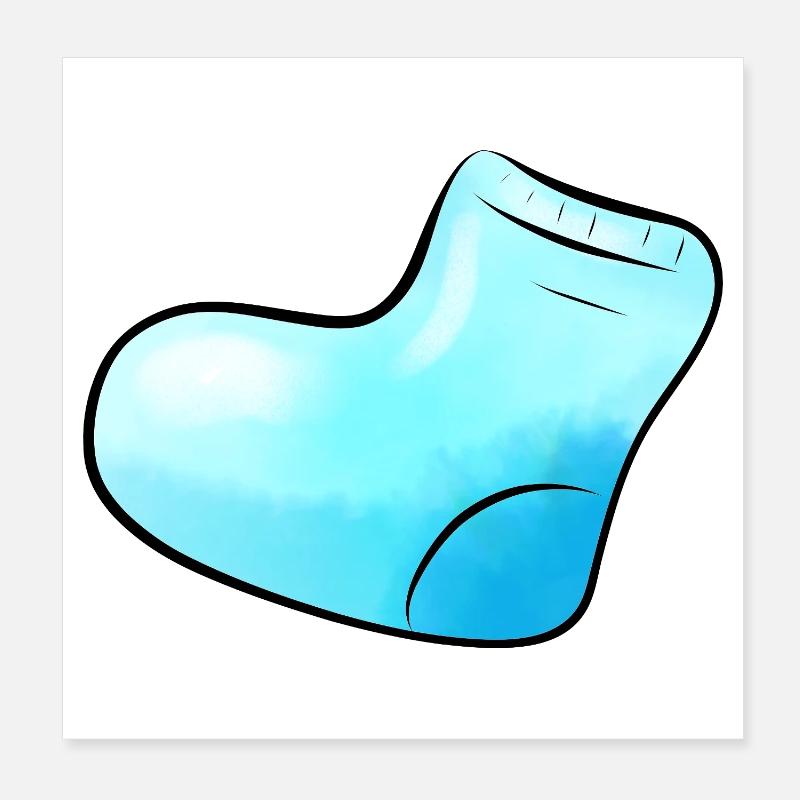 blue sock - Poster 8" x 8" (20x20 cm) - white