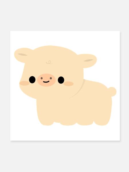 Charolais Cow - Poster 8" x 8" (20x20 cm) - white - Front