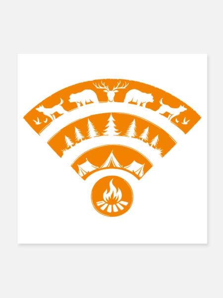 Camping Nature WiFi Minimalist Adventure - Poster 8" x 8" (20x20 cm) - white - Front