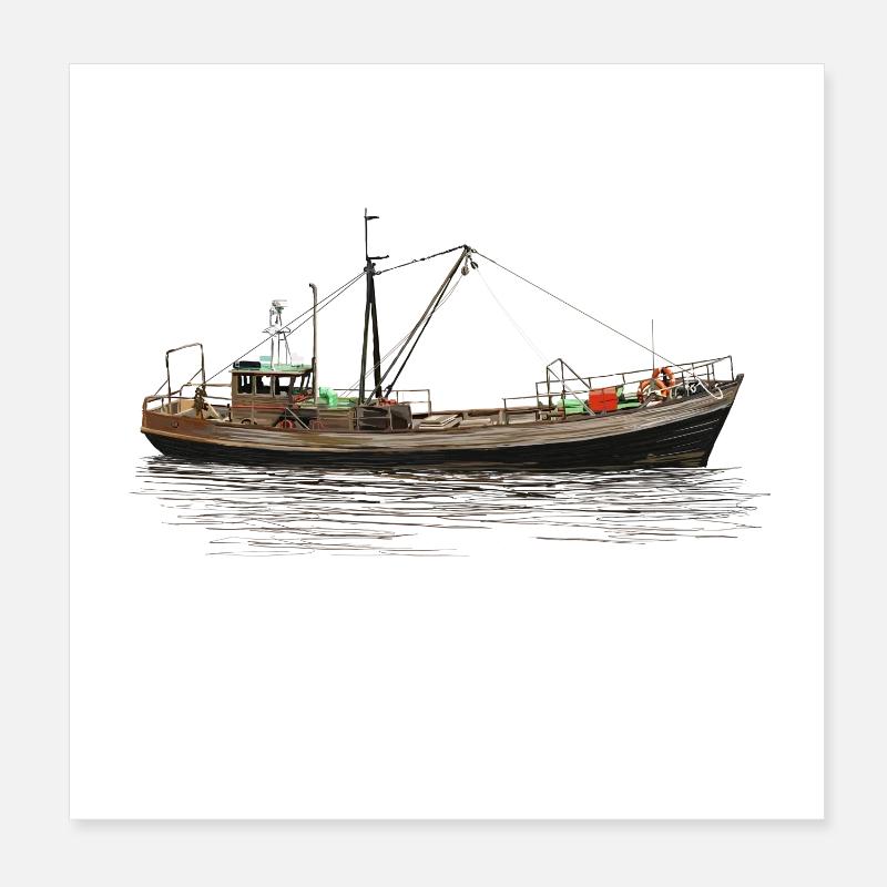Fishing ship Poster 20 x 20 cm