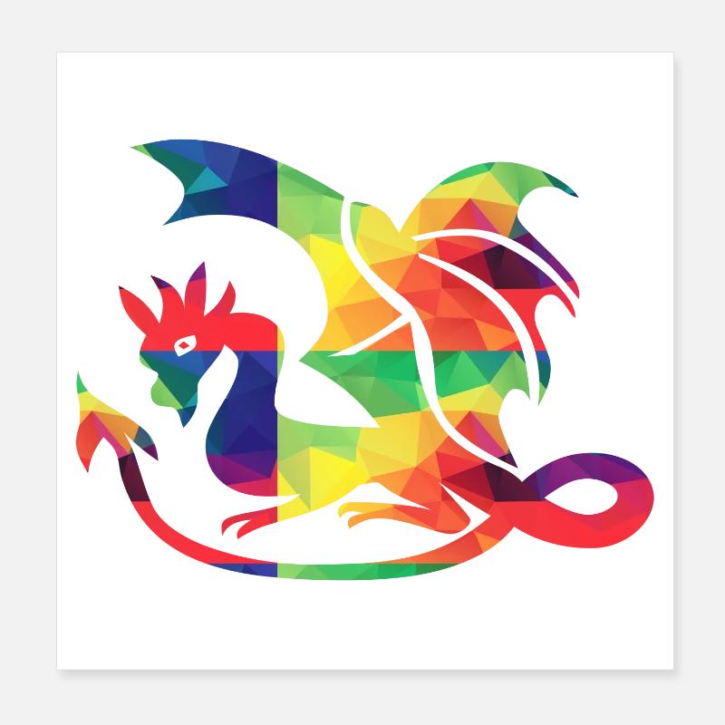 Bunter Drache Poster 20x20 cm