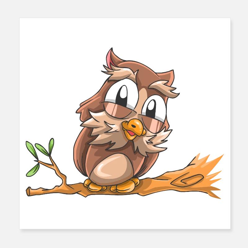 Lachende Eule - Poster 20x20 cm - Weiß
