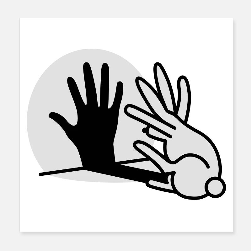 Hand shadow play rabbit shadow theater Poster 8" x 8" (20x20 cm)