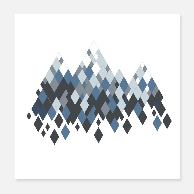 Berge - Poster 20x20 cm - Weiß