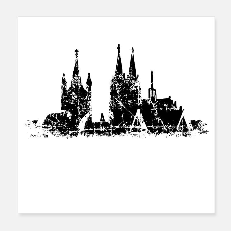 CCAA Skyline Köln Dom Groß St. Martin (Vintage) Poster 20x20 cm