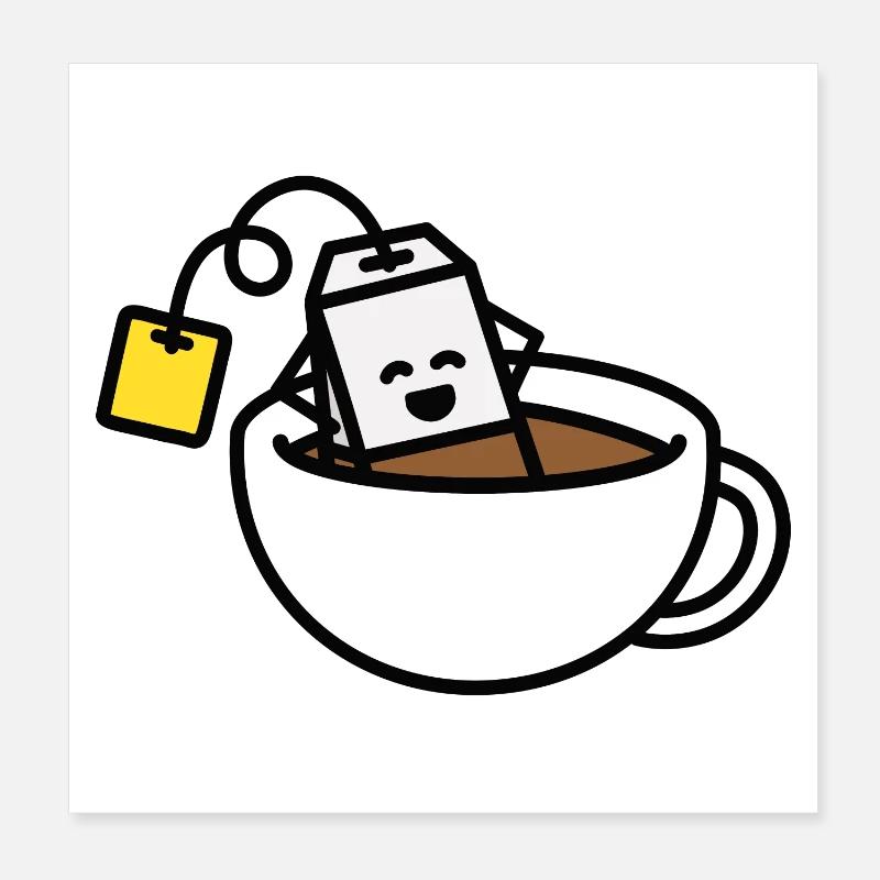 Sac de thé drôle dans le teacup bain Tea lover Tea drinker Poster 20 x 20 cm