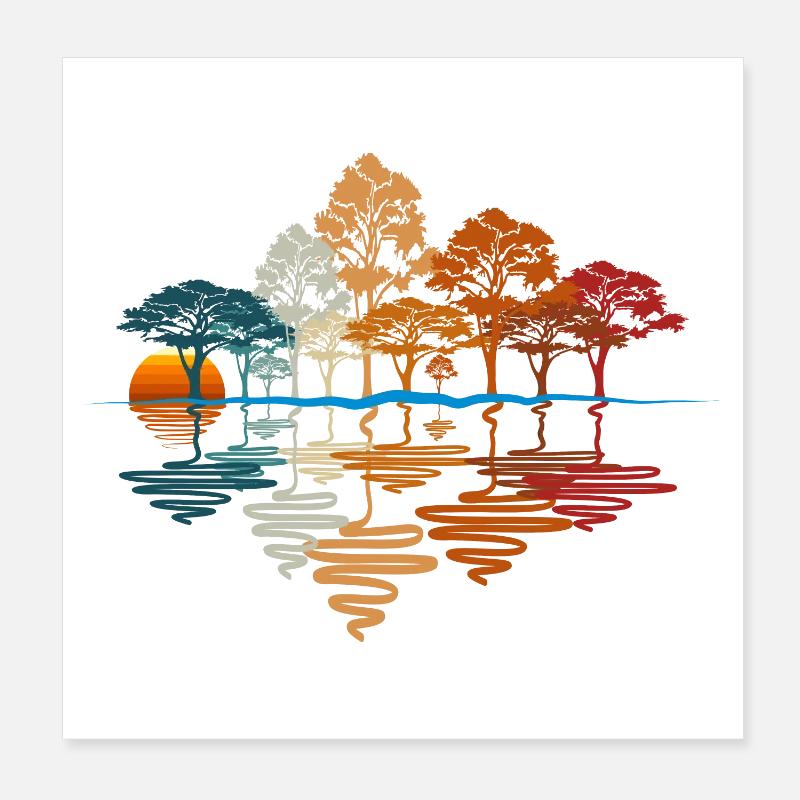 HERBSTWALD, WALD - Poster 20x20 cm - Weiß