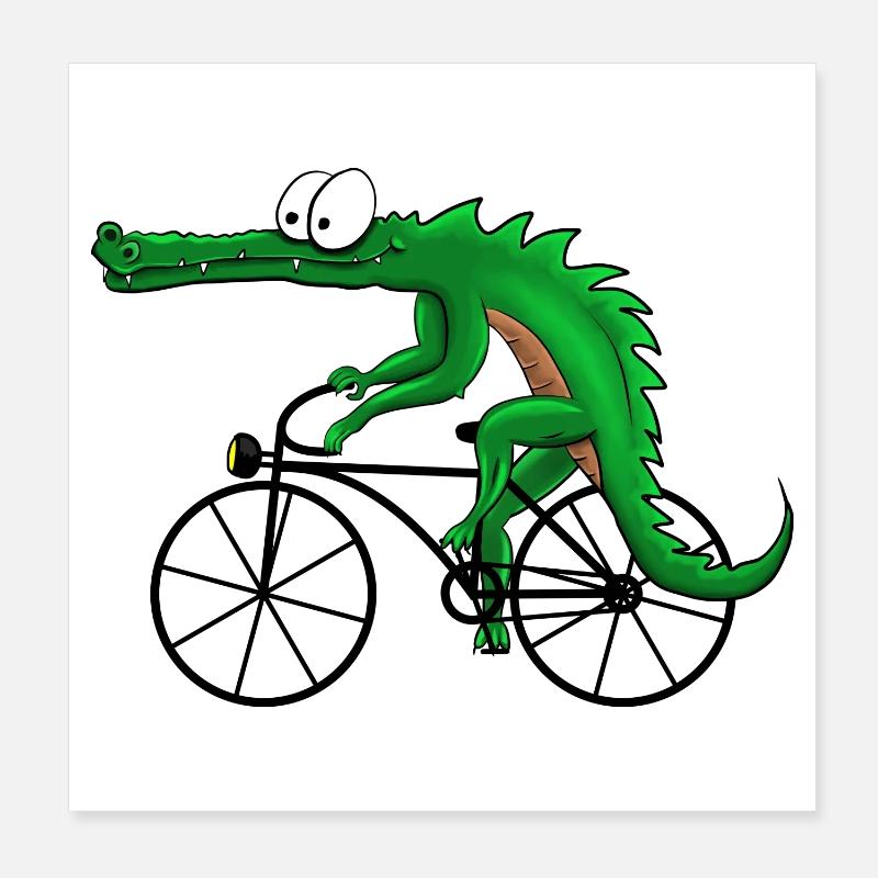 Crocodile avec vélo Poster 20 x 20 cm