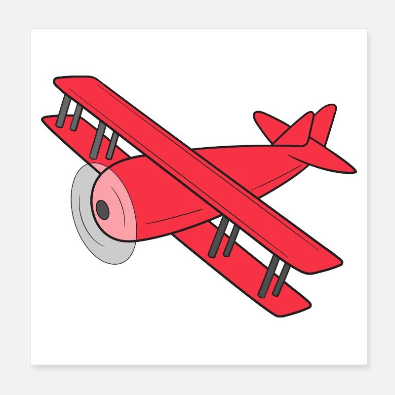 Flugzeug Doppeldecker - Poster 20x20 cm - Weiß