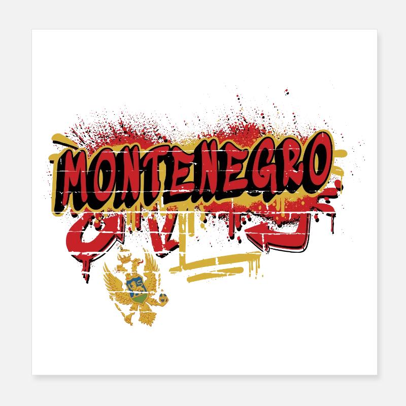 Drapeaux du Monténégro Graffiti Design Poster 20 x 20 cm