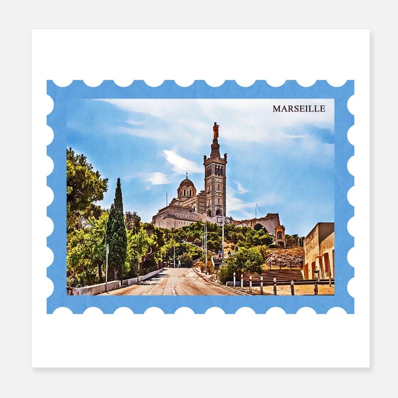 Marseille Basilica Postcard Poster 8" x 8" (20x20 cm)