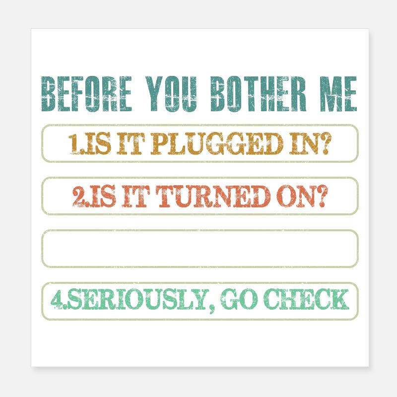 Information Technology Tech Technical Support Poster 8" x 8" (20x20 cm)