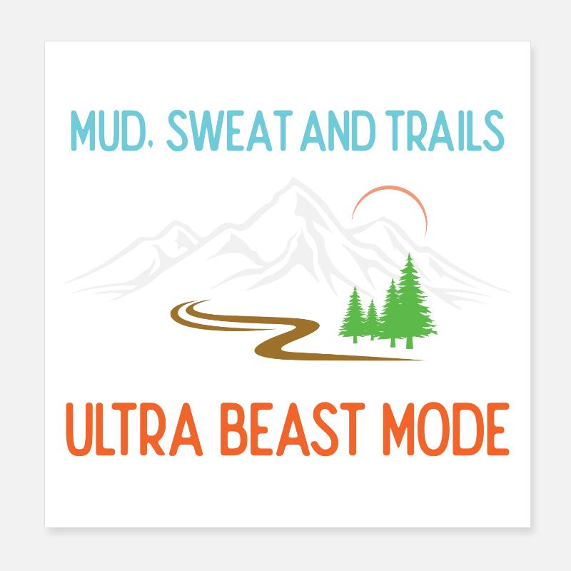 Ultra Running - Boue, sueur et sentiers Poster 20 x 20 cm