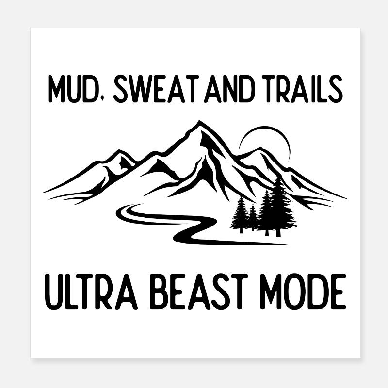 Ultra Running - Boue, sueur et sentiers Poster 20 x 20 cm