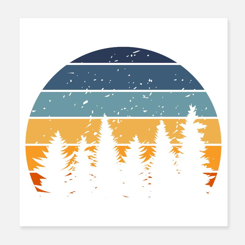 Forest Nature Retro Tree Poster 8" x 8" (20x20 cm)