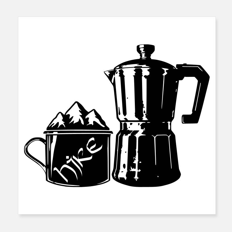 Coffee Hike - Espresso de montagne [Noir] Poster 20 x 20 cm