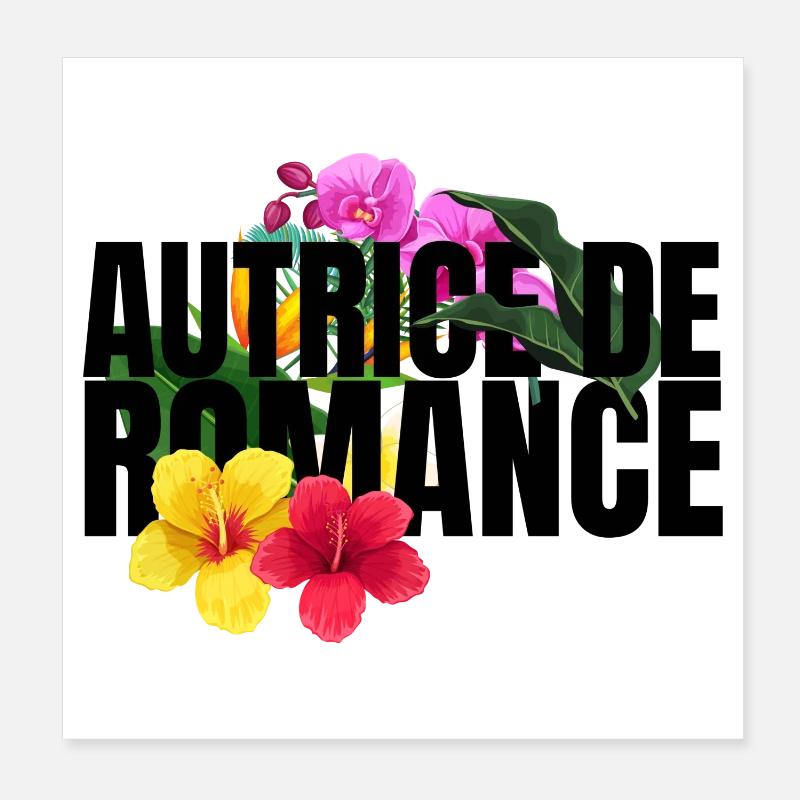 Autrice de romance Fleurs - Poster 20 x 20 cm - blanc