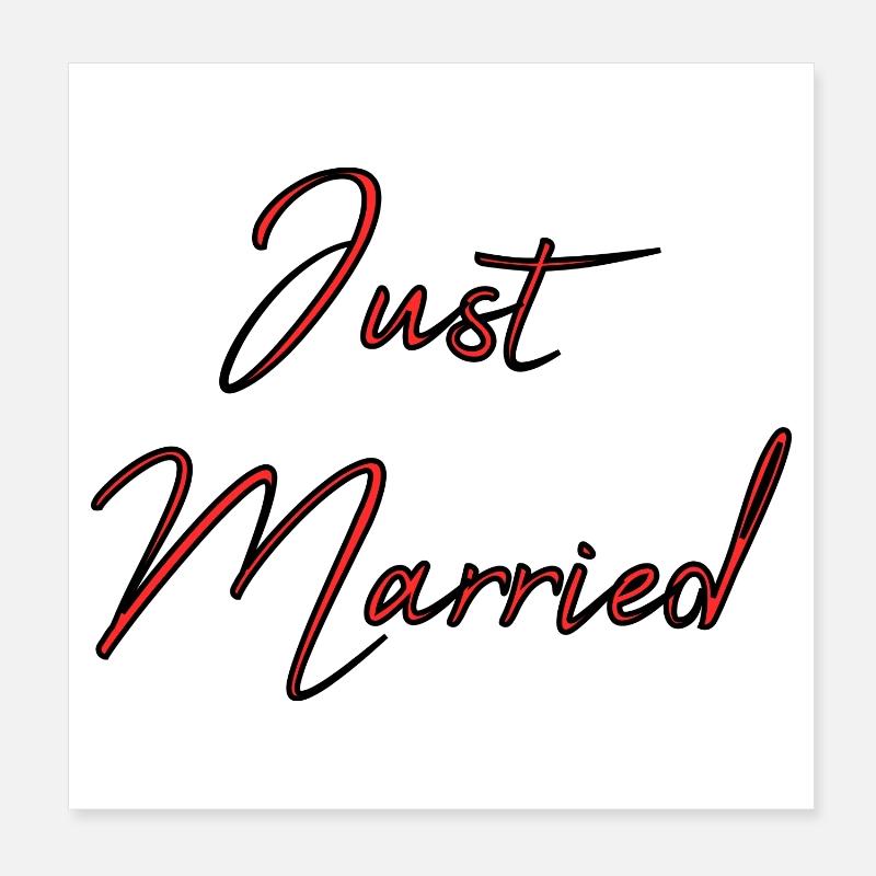 JUST MARRIED. EVJF. SAINT VALENTIN. COUPLE Poster 20 x 20 cm