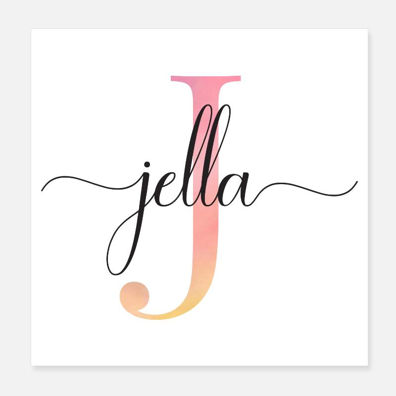 J | Monogramme | Nom | Jella |Aquarelle Poster 20 x 20 cm