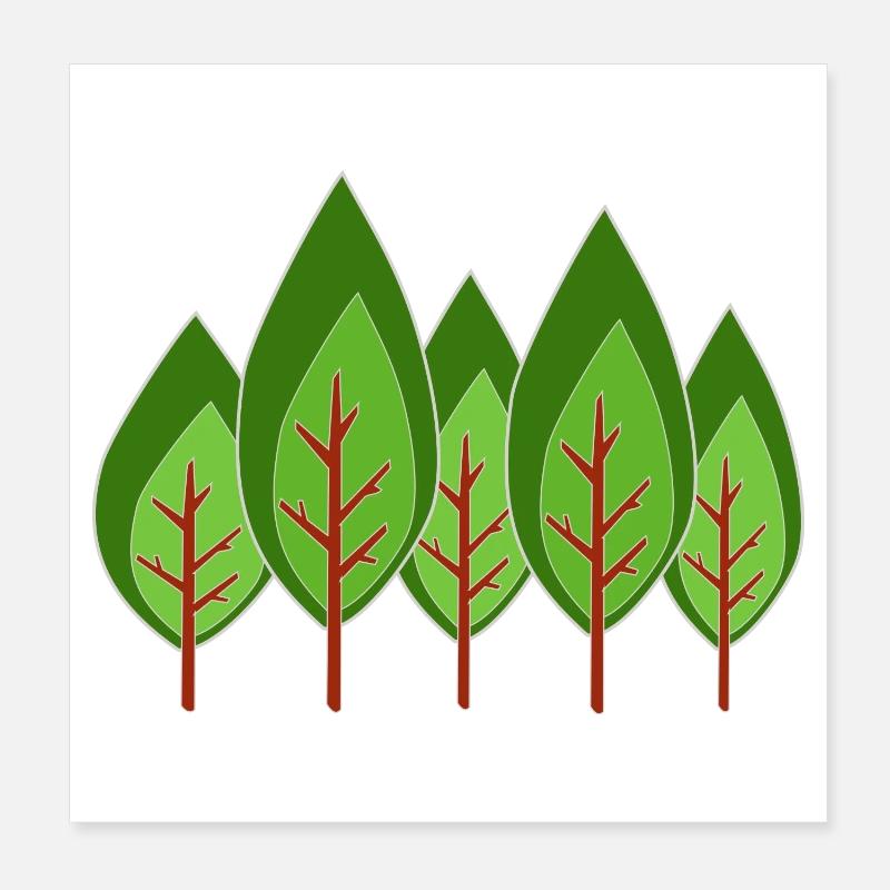 Bäume Minimalistisch, Poster 20x20 cm