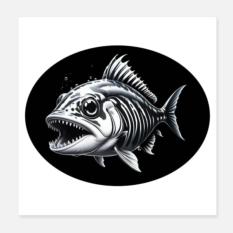 Squelette de poisson Poster 20 x 20 cm