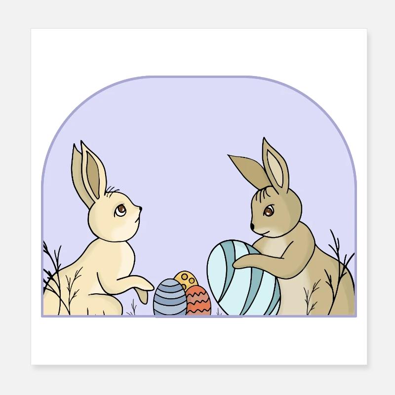 Süße Hasen mit Eiern Poster 20x20 cm