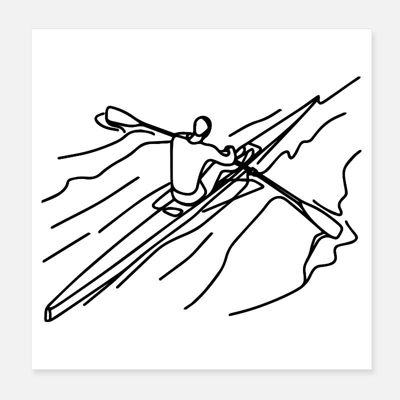 Ruderer Zeichnung Poster 20x20 cm