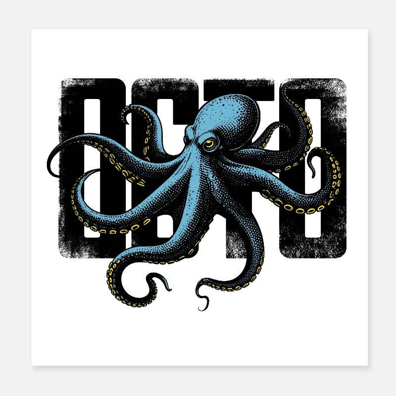 Stilisierter Oktopus Poster 20x20 cm