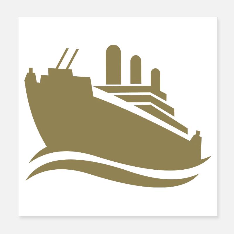 Silhouette de bateau de croisière mer minimaliste Poster 20 x 20 cm