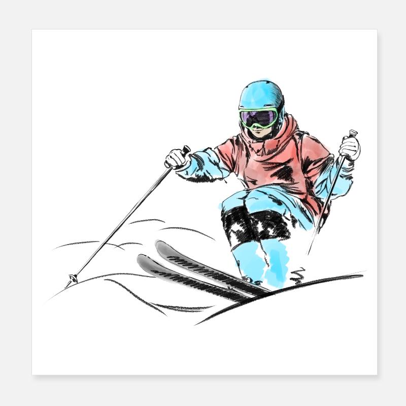Ski de bosses - Poster 20 x 20 cm - blanc
