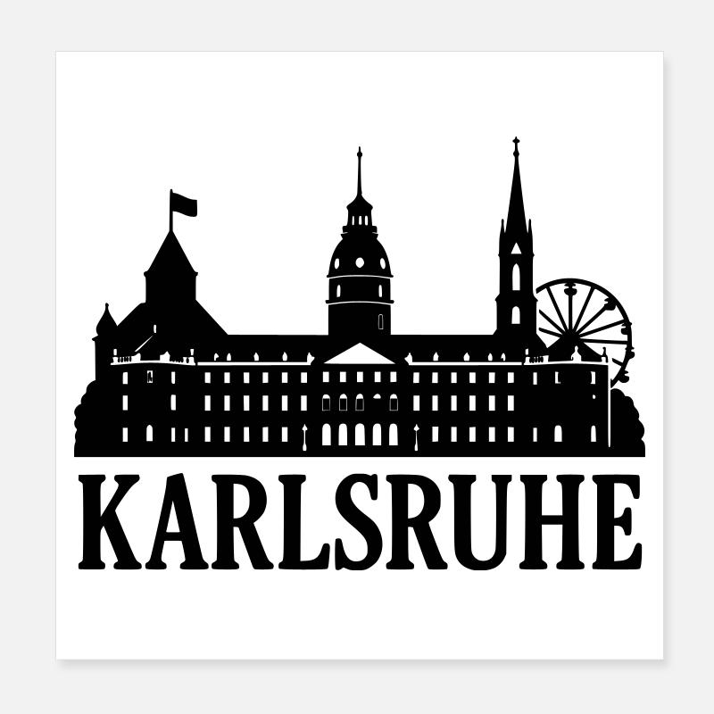 Karlsruhe Landmark Silhouette Poster 8" x 8" (20x20 cm)