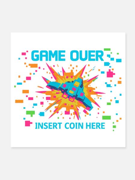 Game Over Neon Arcade Game - Poster 8" x 8" (20x20 cm) - white - Front