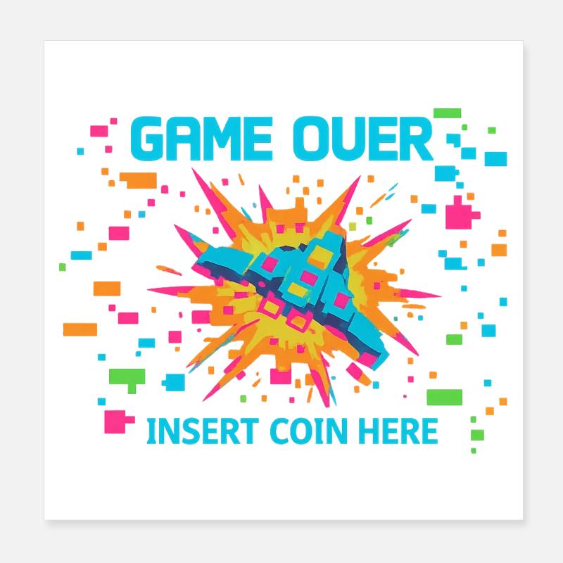 Game Over Neon Arcade Game Poster 20x20 cm