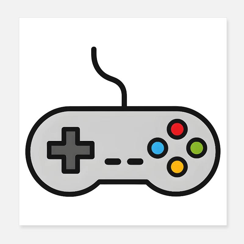 Console de jeu Retro Control Silhouette Gamer Poster 20 x 20 cm